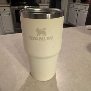 20 oz Stanley Cream Tumbler with Silver Rim